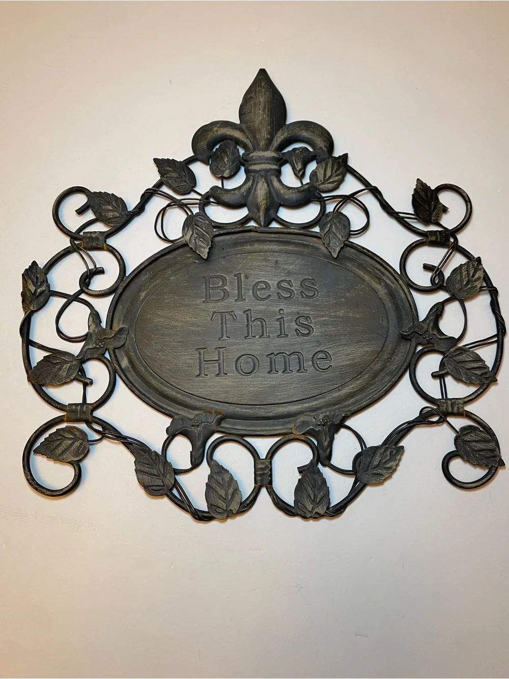 Bless This Home Wall Plaque - Black, gray and brown tent. 14.5x14.5